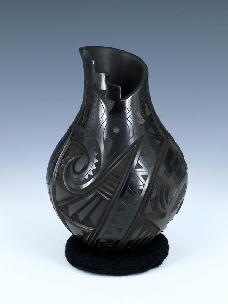 Mata Ortiz Hand Coiled Black Carved Pottery - PuebloDirect.com