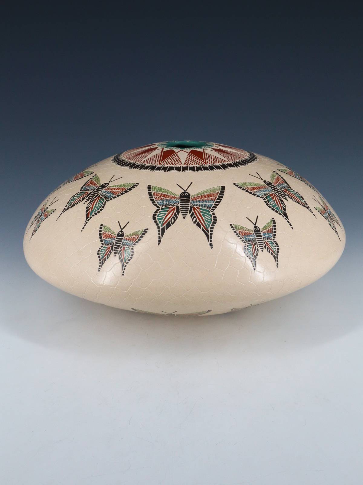 Mata Ortiz Hand Etched Butterfly Pottery - PuebloDirect.com
