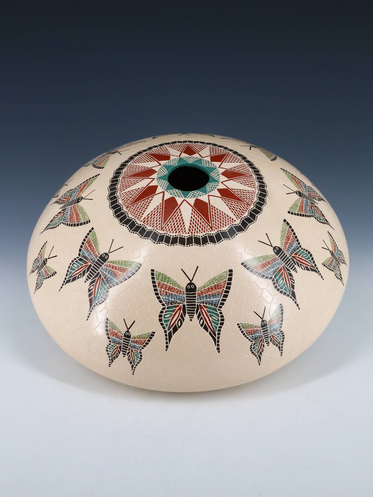 Mata Ortiz Hand Etched Butterfly Pottery - PuebloDirect.com