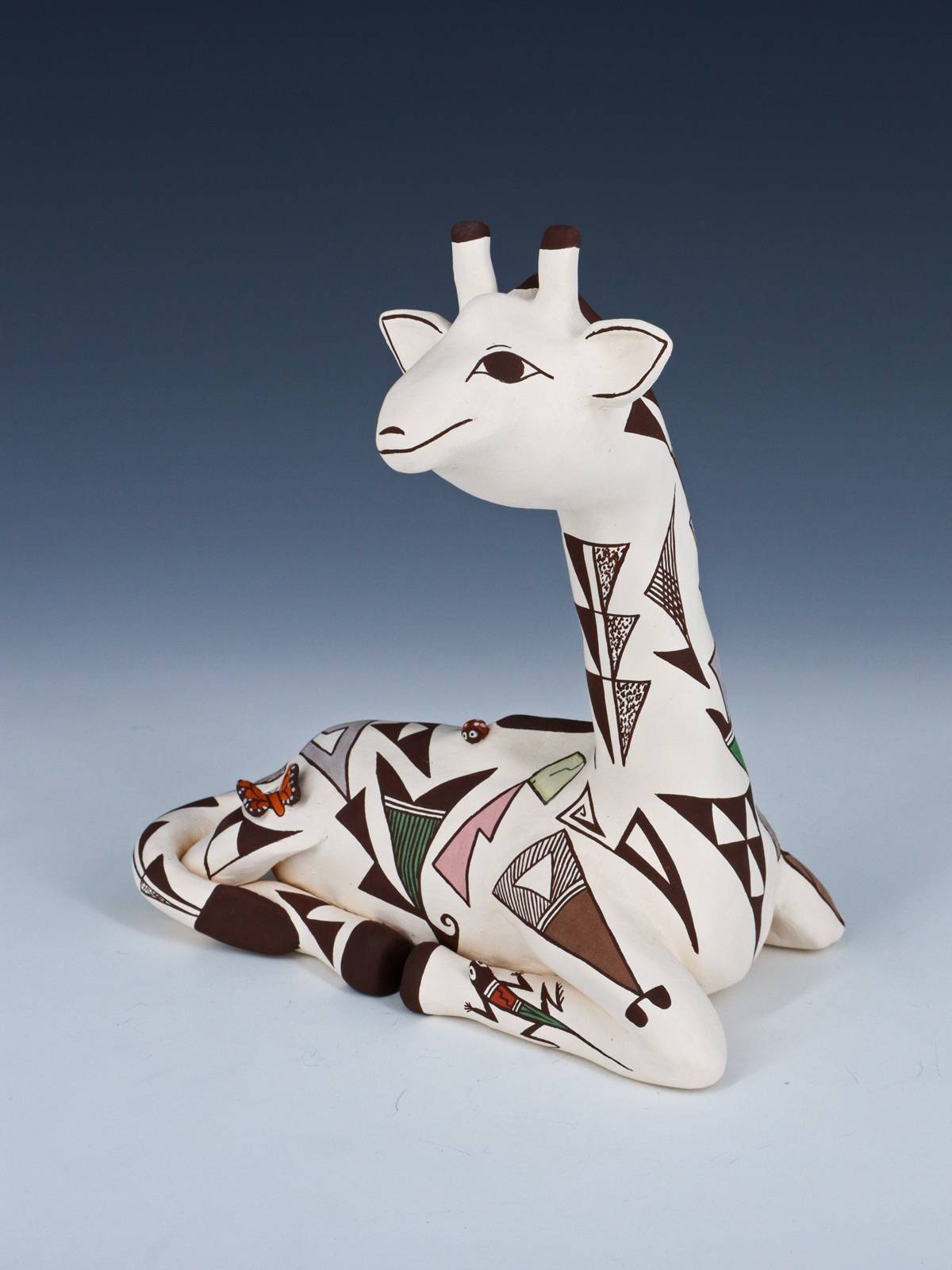 Acoma Pueblo Hand Made Pottery Giraffe Storyteller - PuebloDirect.com