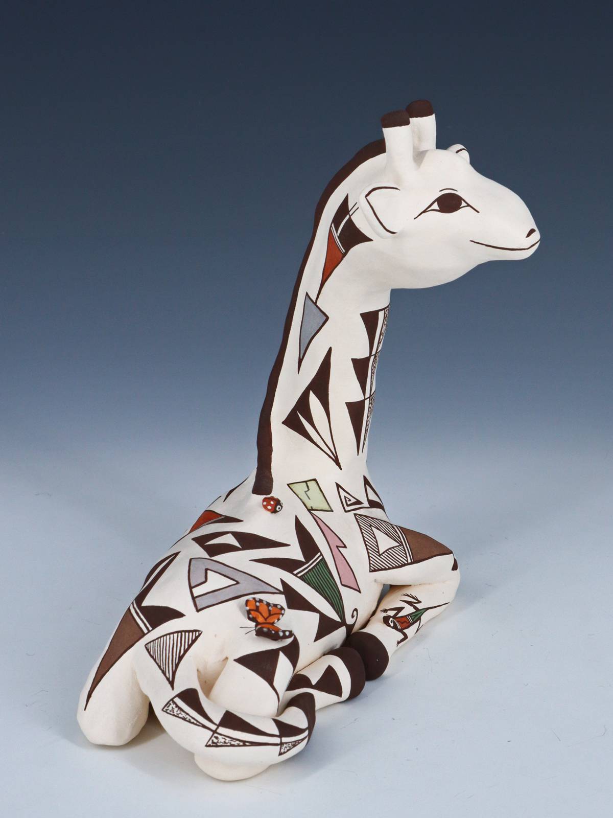 Acoma Pueblo Hand Made Pottery Giraffe Storyteller - PuebloDirect.com