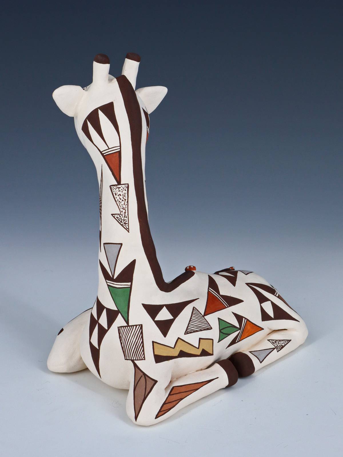 Acoma Pueblo Hand Made Pottery Giraffe Storyteller - PuebloDirect.com