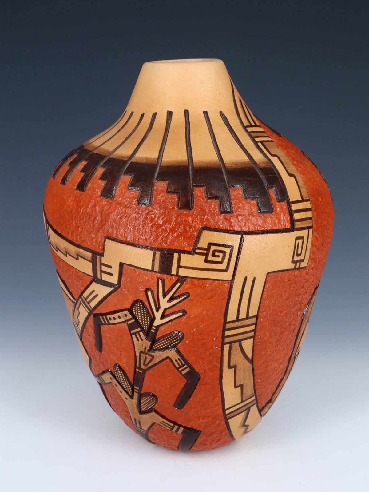 Hopi Hand Coiled Carved Kachina Dancer Pottery - PuebloDirect.com
