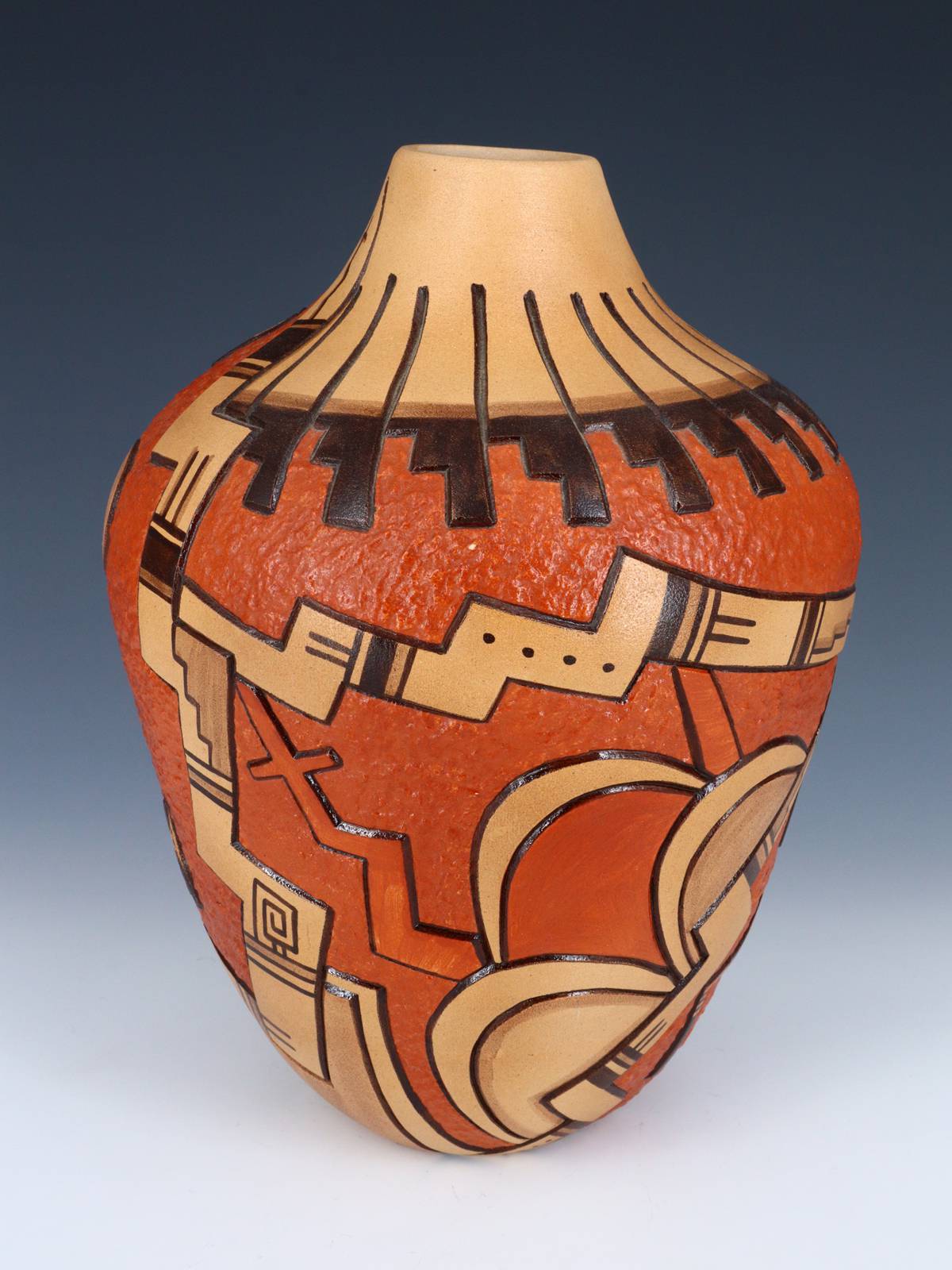 Hopi Hand Coiled Carved Kachina Dancer Pottery - PuebloDirect.com