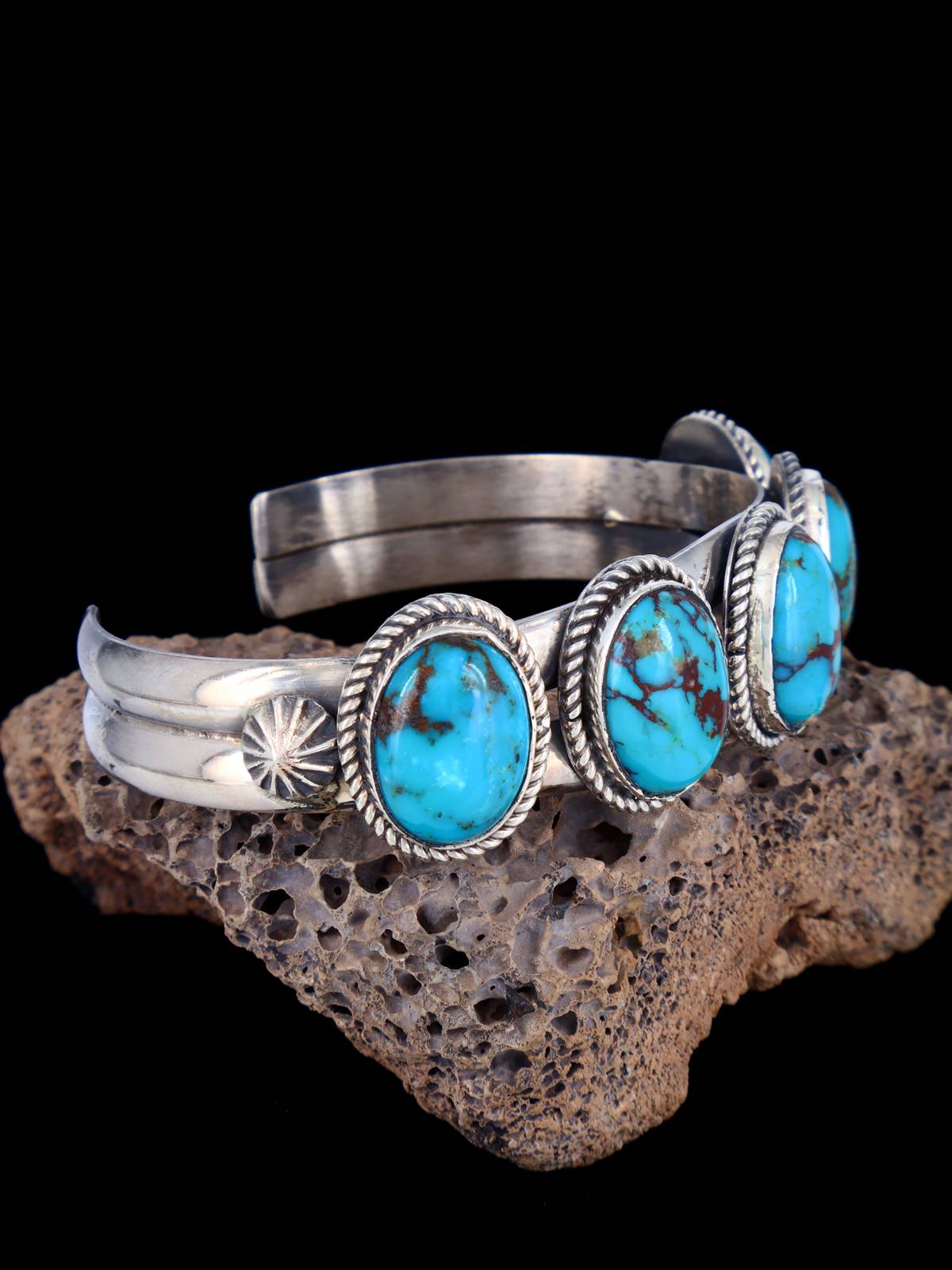 Native American Sterling Silver Turquoise Bracelet - PuebloDirect.com