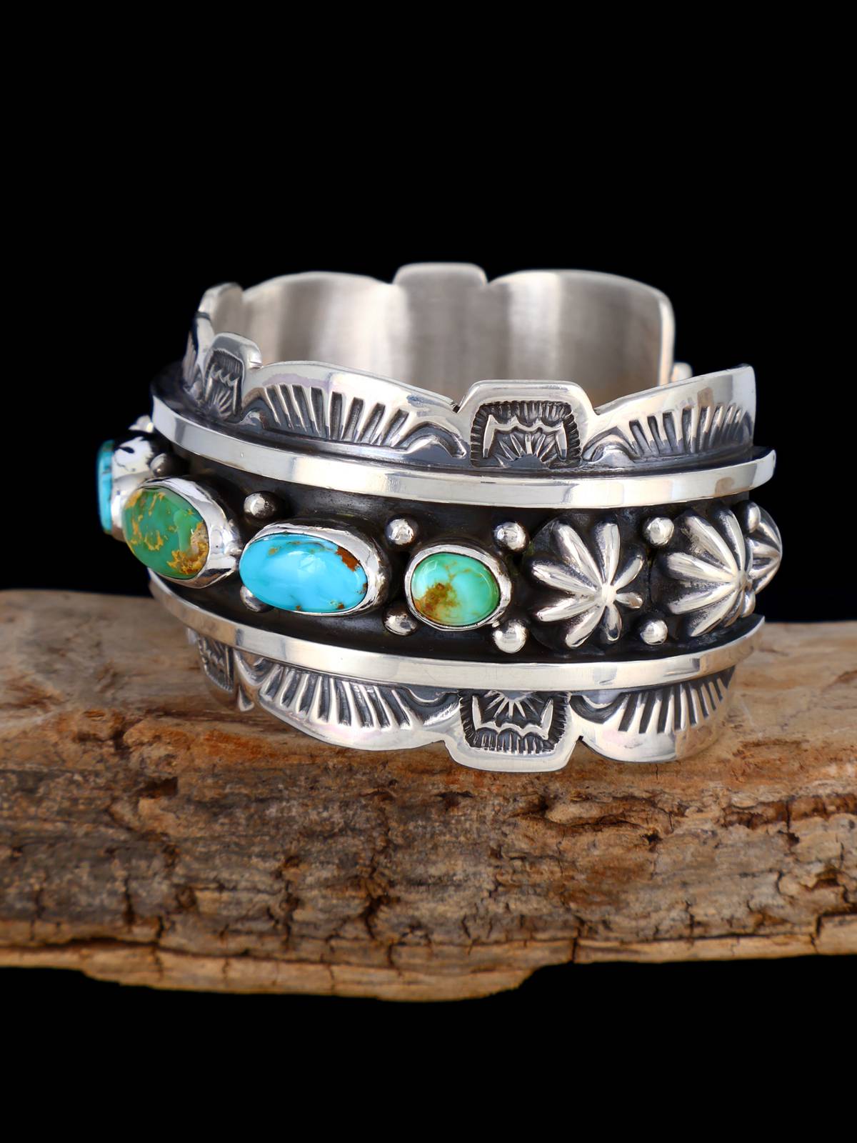 Navajo Jewelry Natural Royston Turquoise Cuff Bracelet - PuebloDirect.com