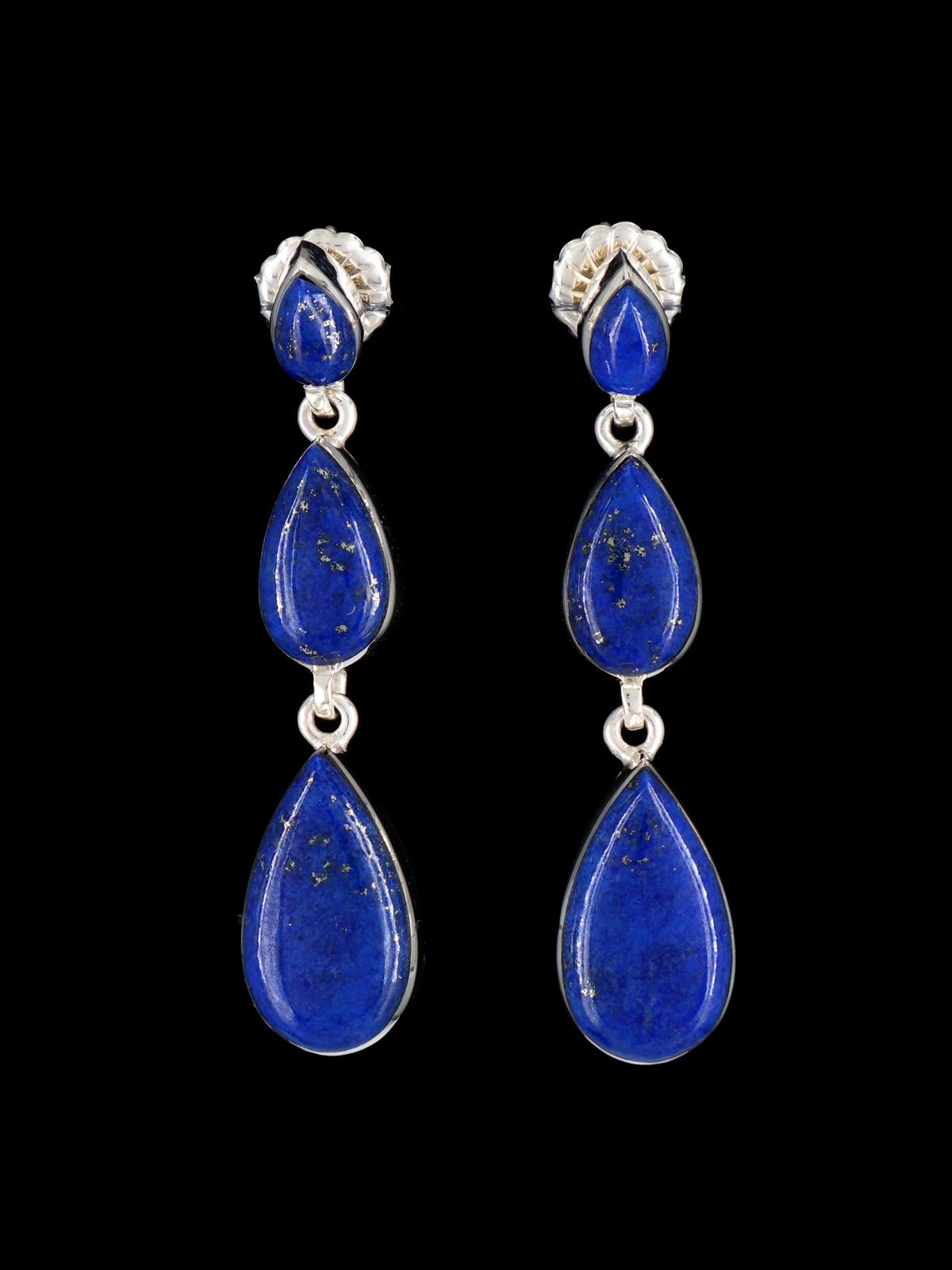 Native American Jewelry Lapis Post Earrings - PuebloDirect.com
