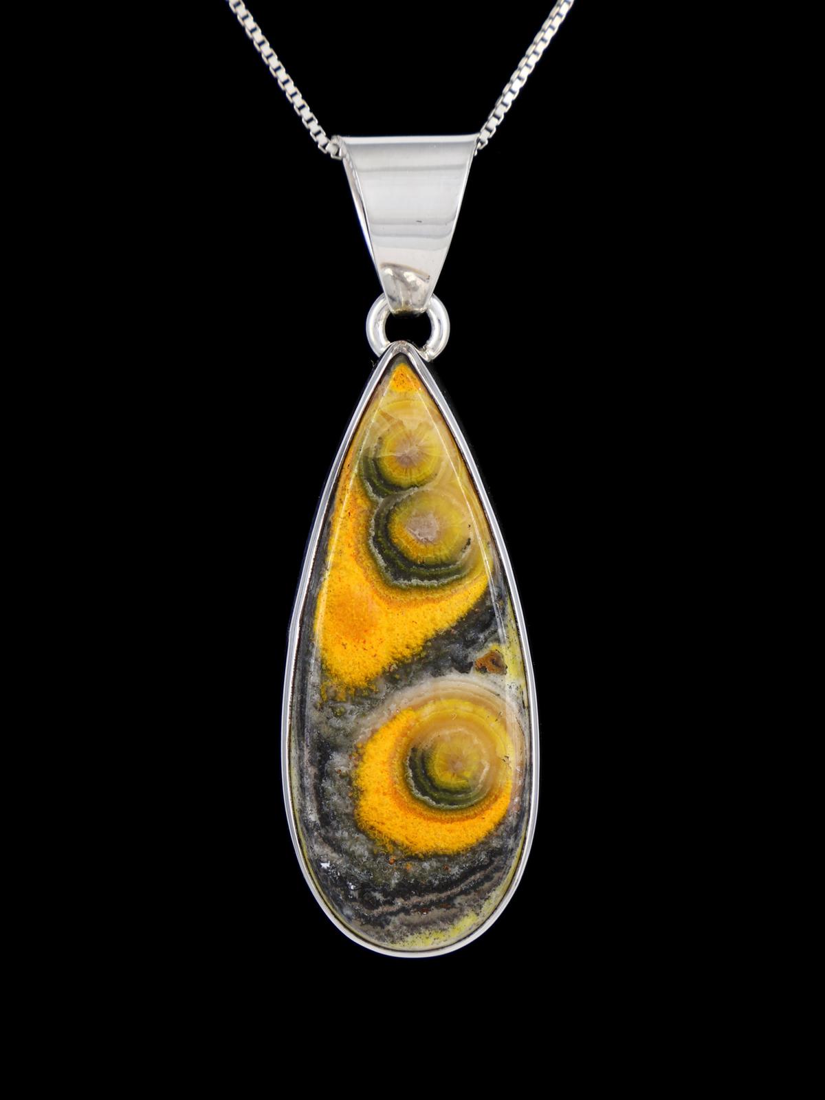 Colgante grande de jaspe imperial de plata de ley nativo americano