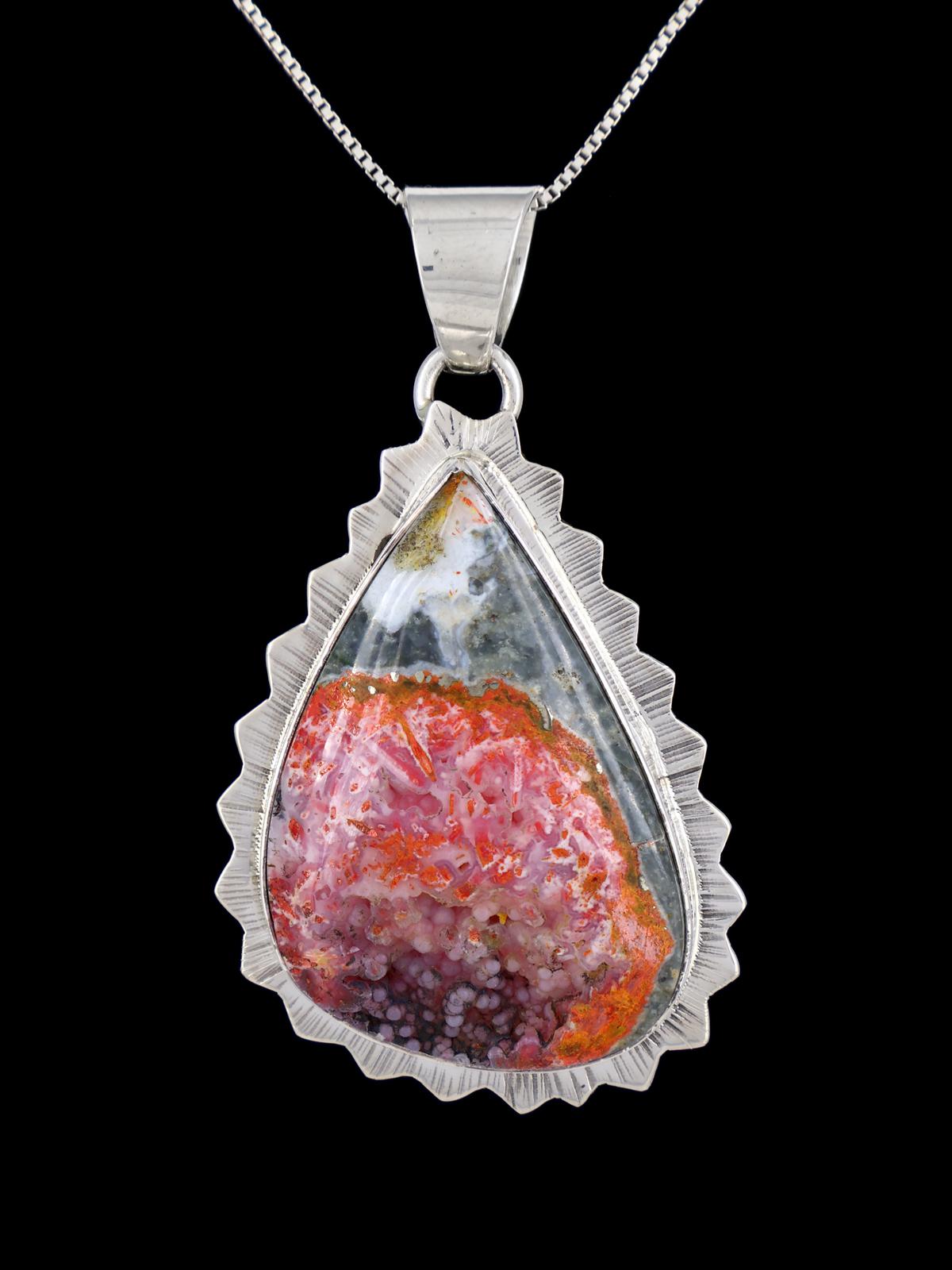 Native American Sterling Silver Bumblebee Seam Agate Pendant