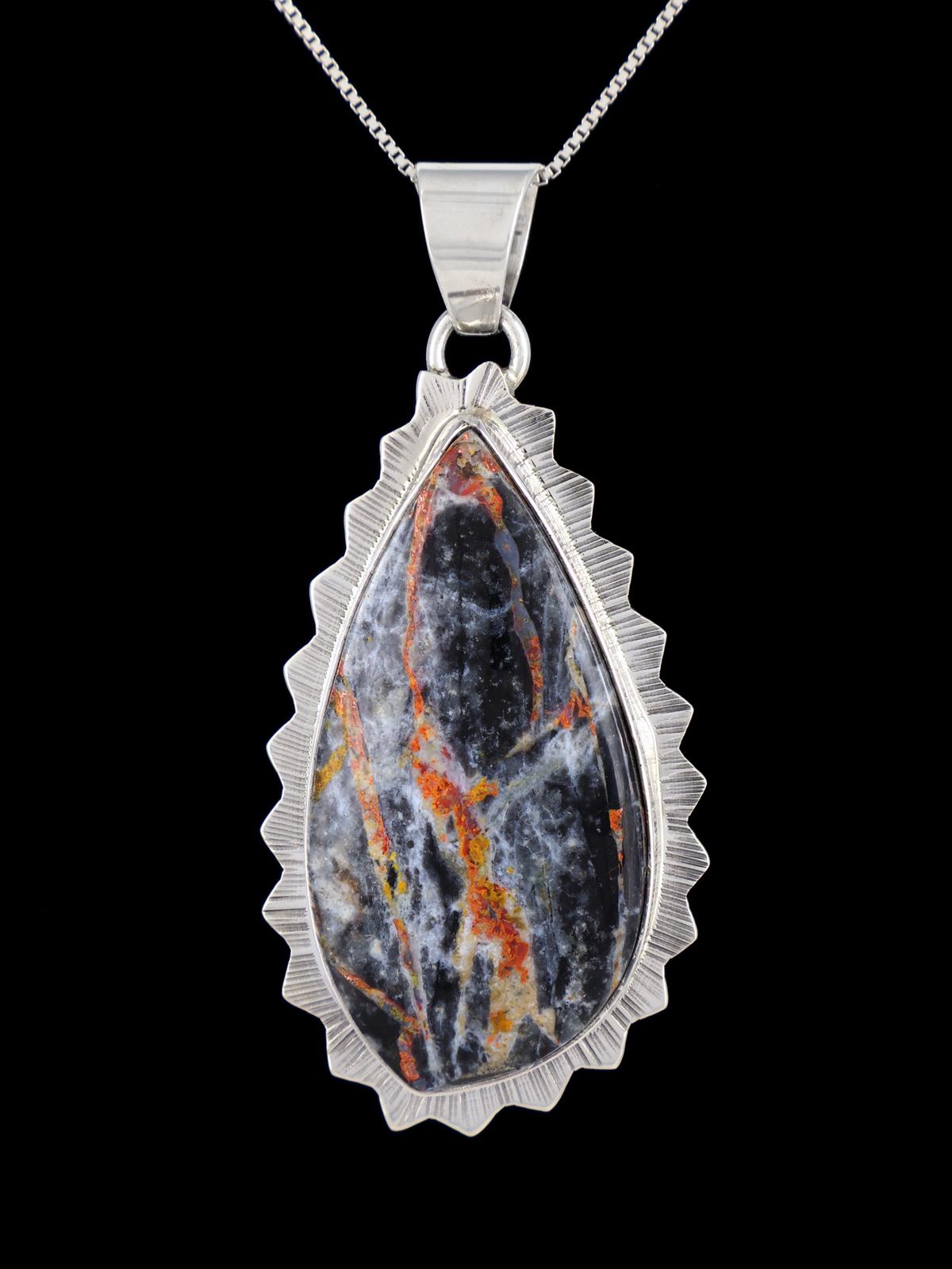 Native American Sterling Silver Bumblebee Seam Agate Pendant