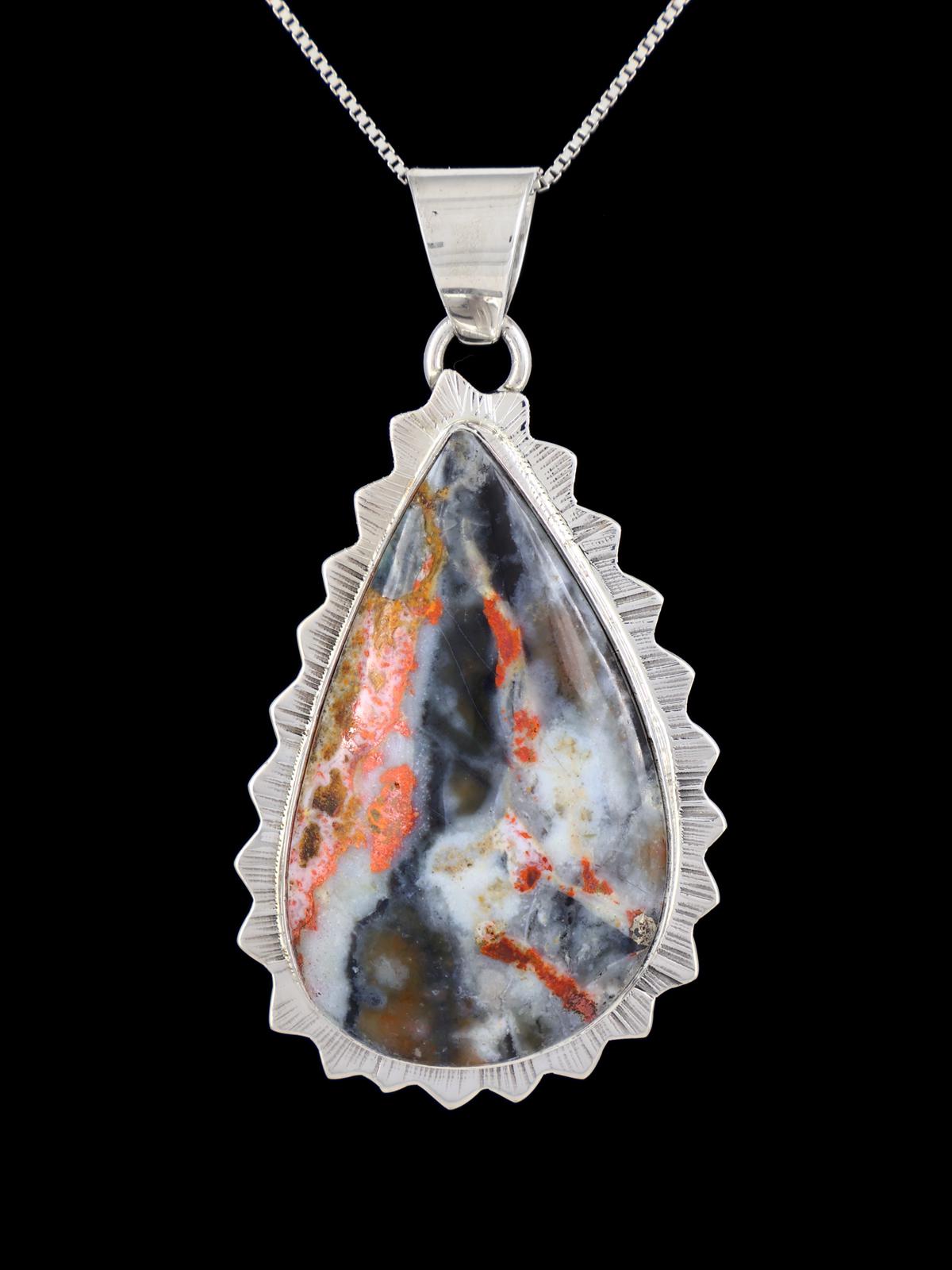 Native American Sterling Silver Bumblebee Seam Agate Pendant