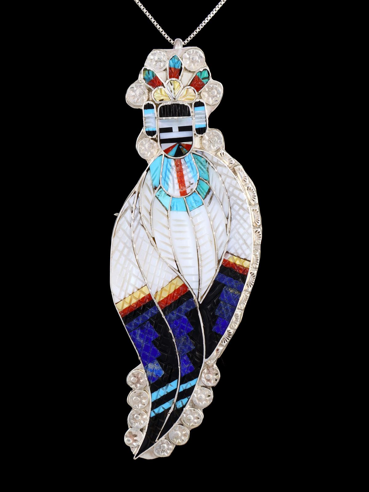 Zuni Inlay Cornmaiden Dancer Pin/Pendant - PuebloDirect.com