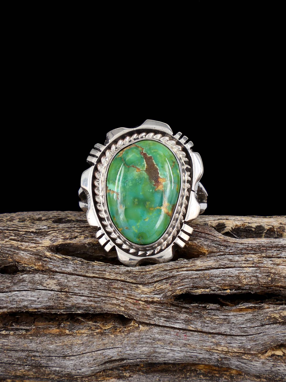 Sterling Silver Tyrone Turquoise Ring, Size 6 - PuebloDirect.com