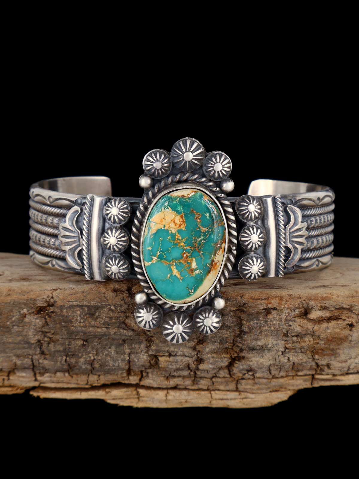 Native American Sterling Silver Natural Royston Turquoise Cuff Bracelet