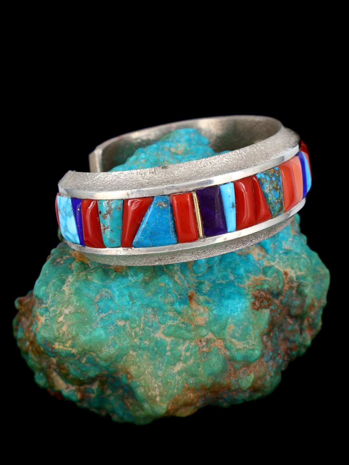 Navajo Multi Stone Cobblestone Inlay Cuff Bracelet
