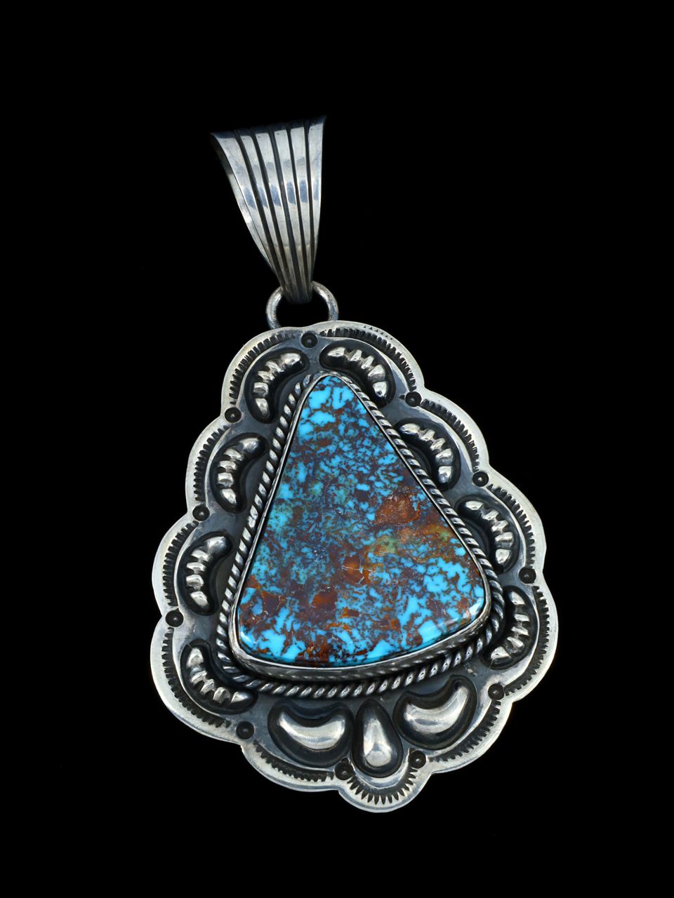 Native American Sterling Silver Natural Royston Turquoise Pendant - PuebloDirect.com