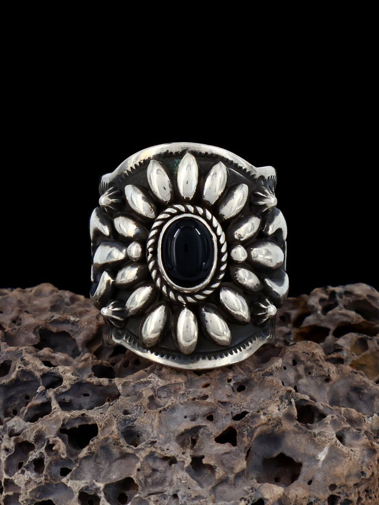 Black Onyx Repousse Men's Ring, Size 8 - PuebloDirect.com