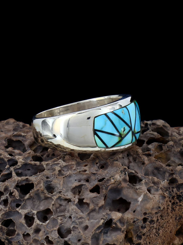 Navajo Turquoise Inlay Ring, Size 11 - PuebloDirect.com