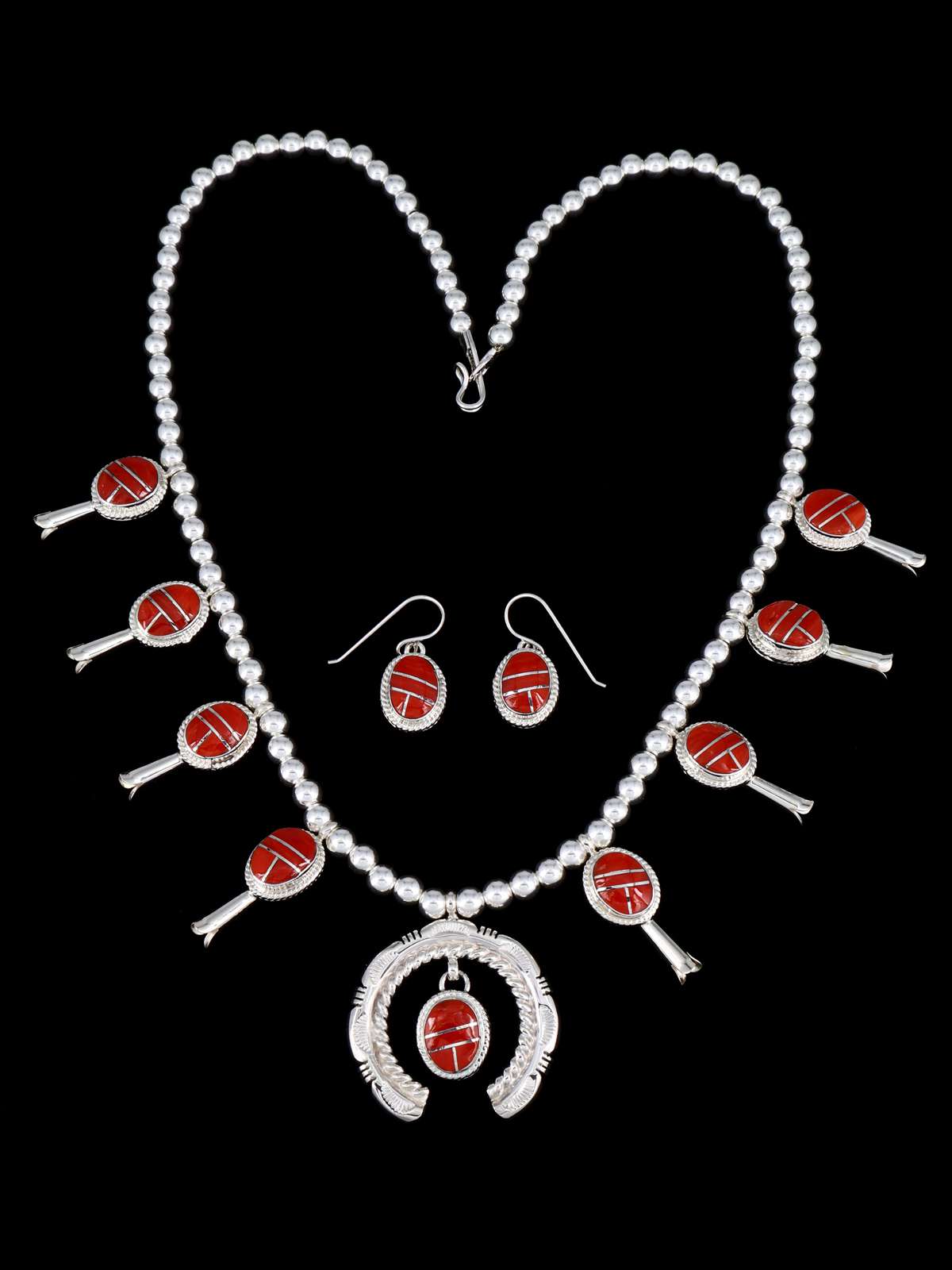 Native American Jewelry Ensemble collier et boucles d'oreilles Kingman Turquoise