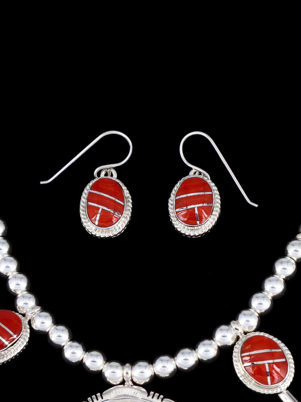 Native American Jewelry Ensemble collier et boucles d'oreilles Kingman Turquoise