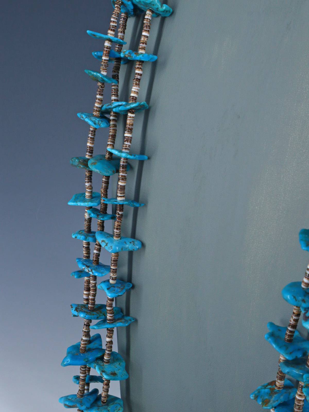 Santo Domingo Turquoise and Spiny Oyster Jocla Necklace - PuebloDirect.com