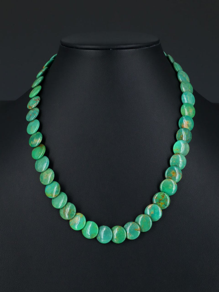 19" Native American Jewelry Single Strand Turquoise Disc Necklace - PuebloDirect.com