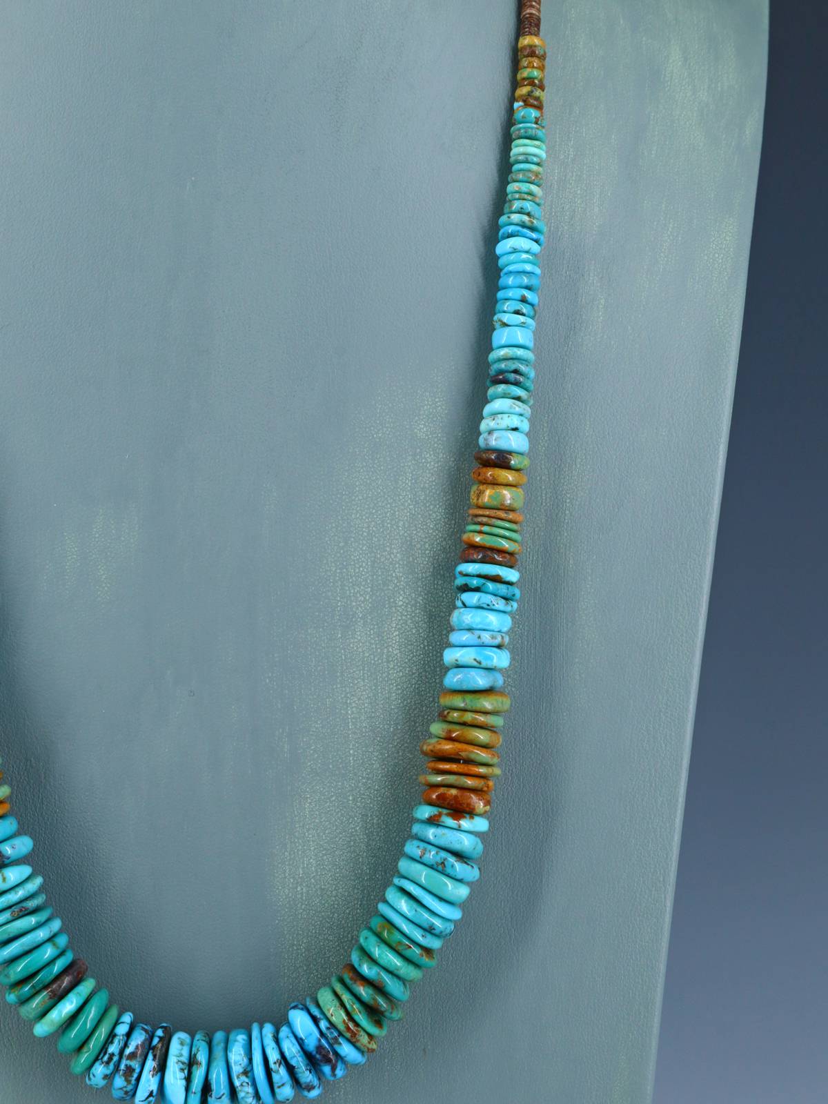 Single Strand Polychrome Graduated Turquoise Necklace - PuebloDirect.com