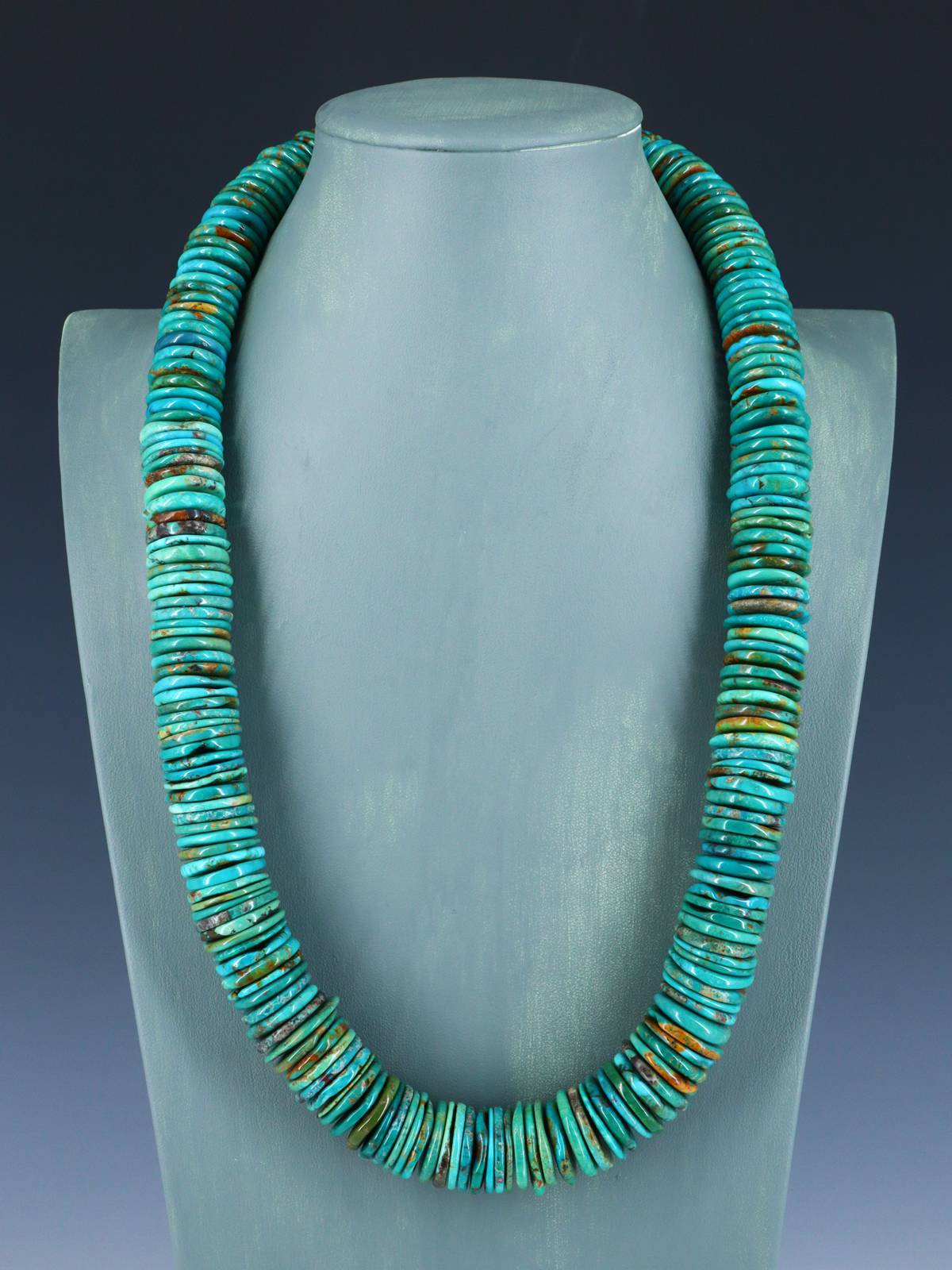 Navajo Single Strand Thick Turquoise Necklace - PuebloDirect.com
