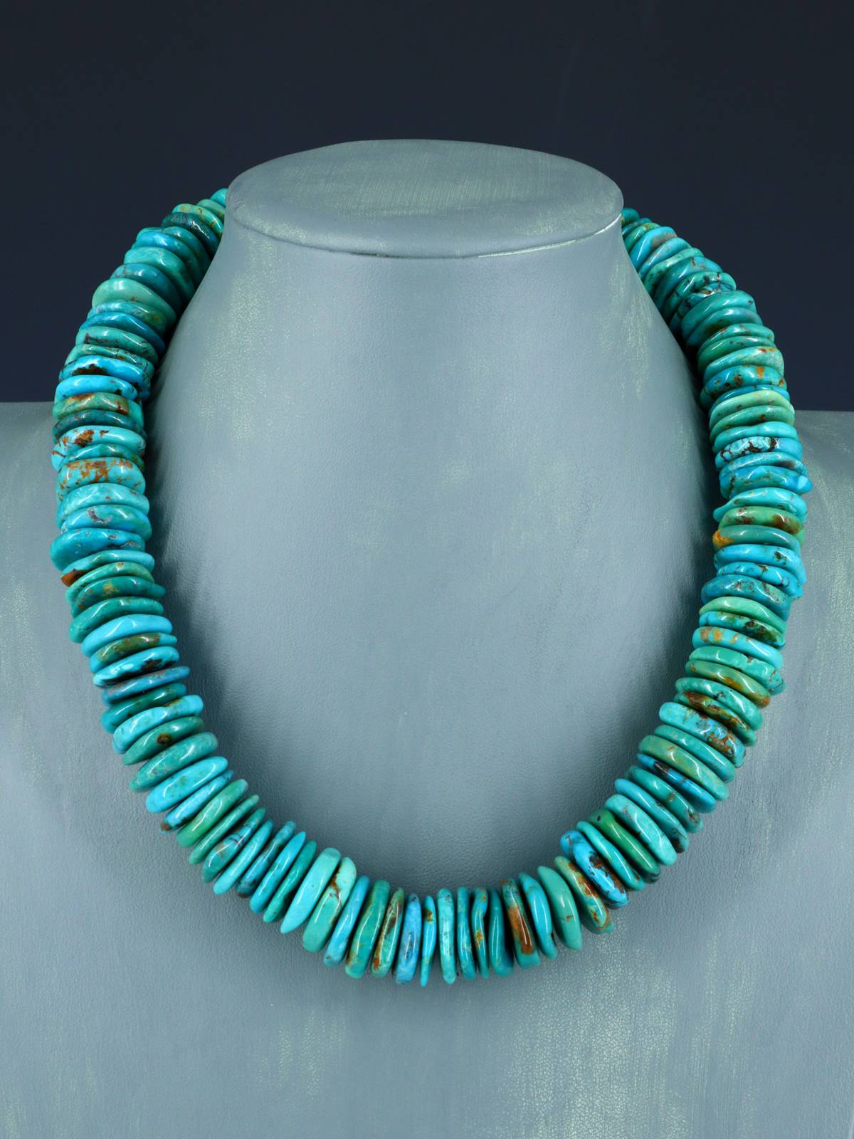 Navajo Single Strand Thick Turquoise Necklace - PuebloDirect.com