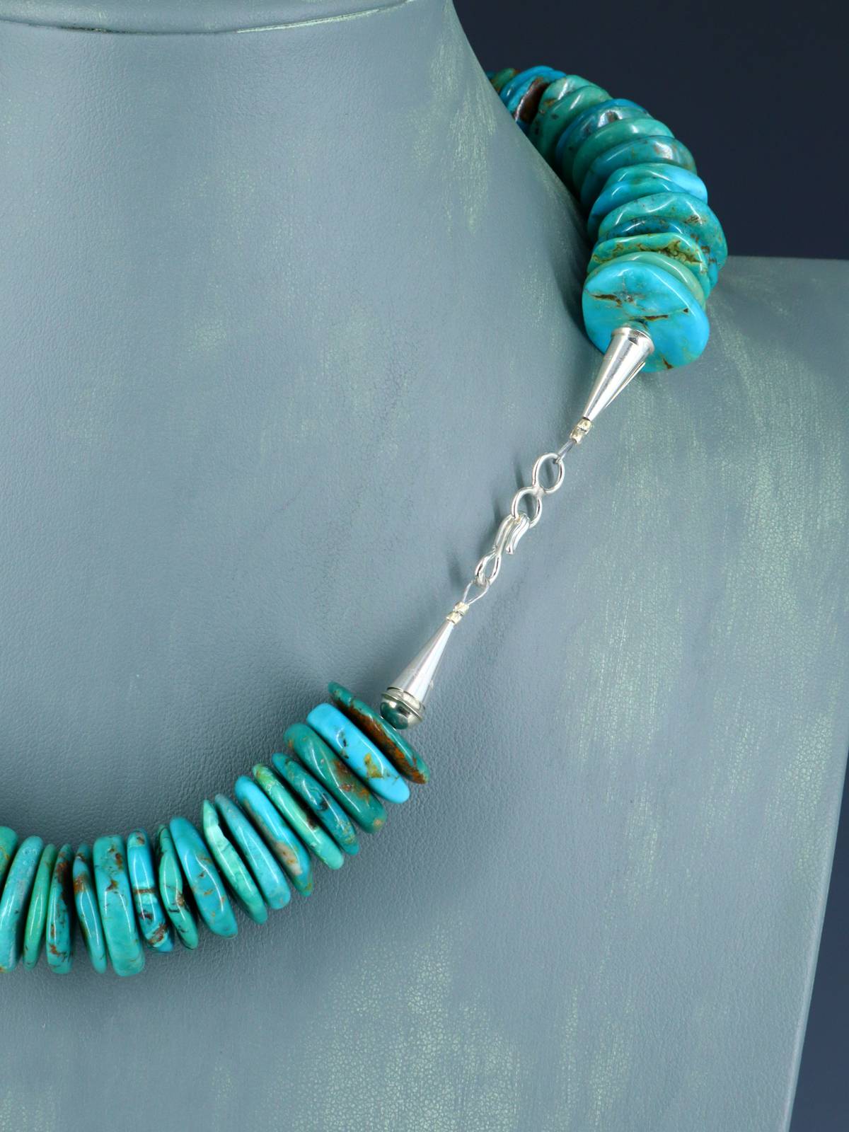 Navajo Single Strand Thick Turquoise Necklace - PuebloDirect.com