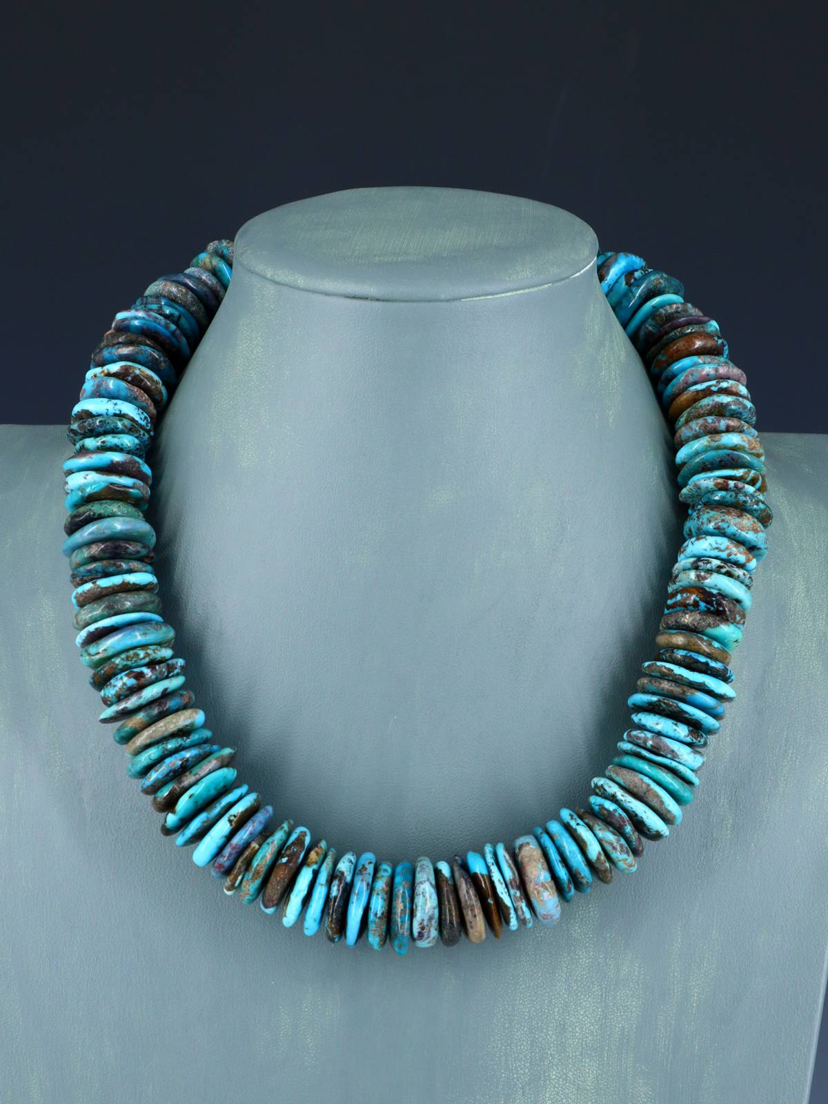 19" Navajo Single Strand Chunky Turquoise Necklace - PuebloDirect.com