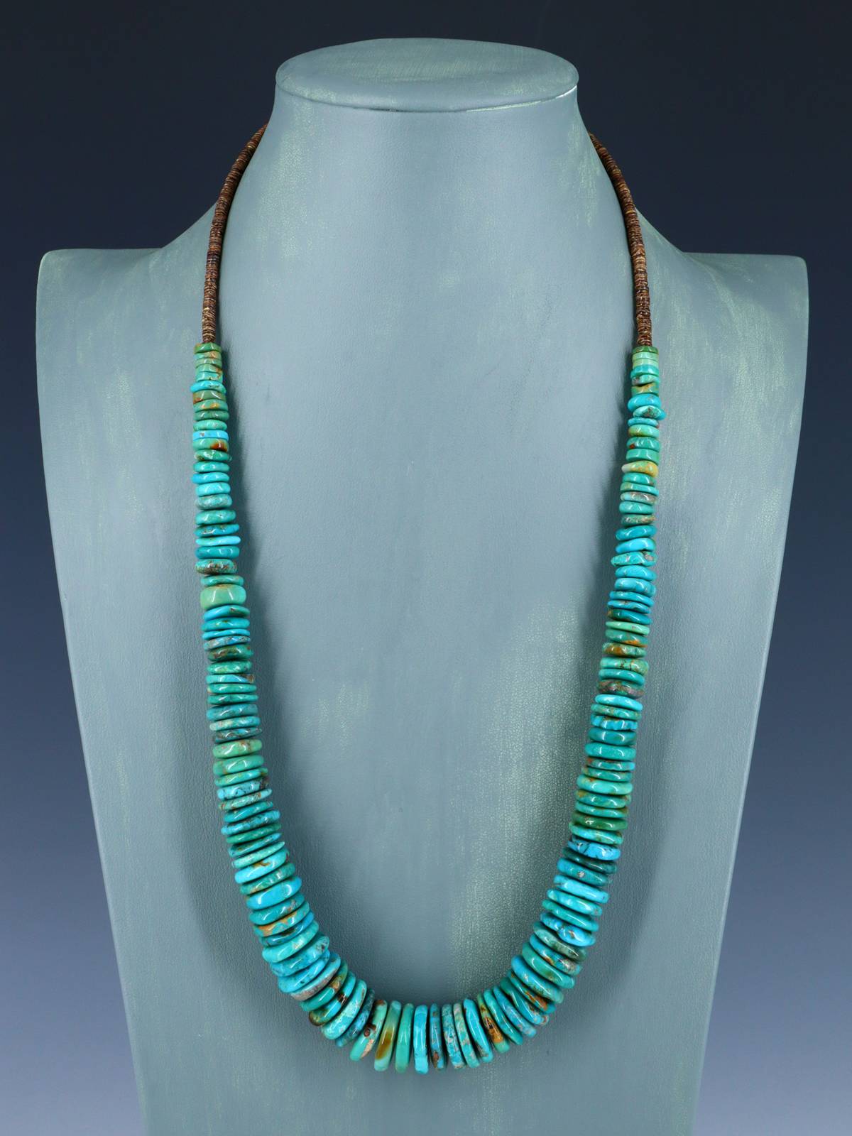 Single Strand Polychrome Graduated Turquoise Necklace - PuebloDirect.com