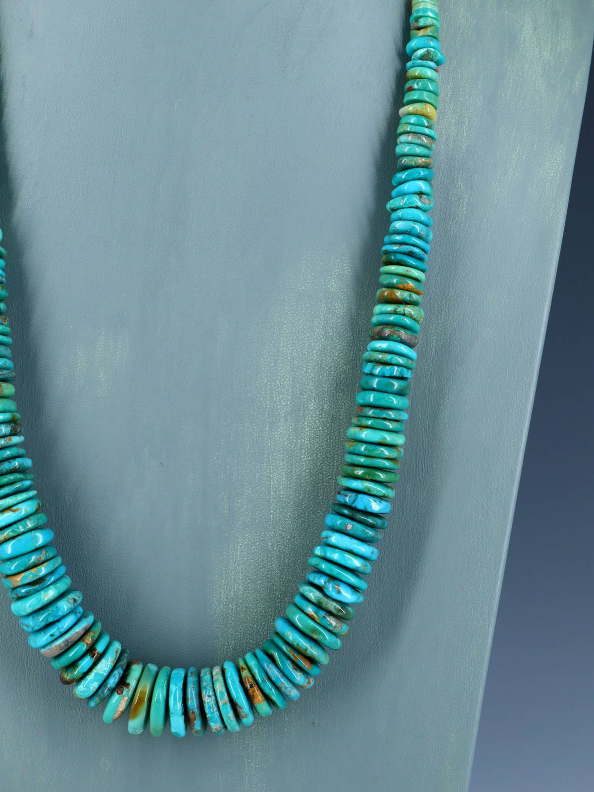 Single Strand Polychrome Graduated Turquoise Necklace - PuebloDirect.com