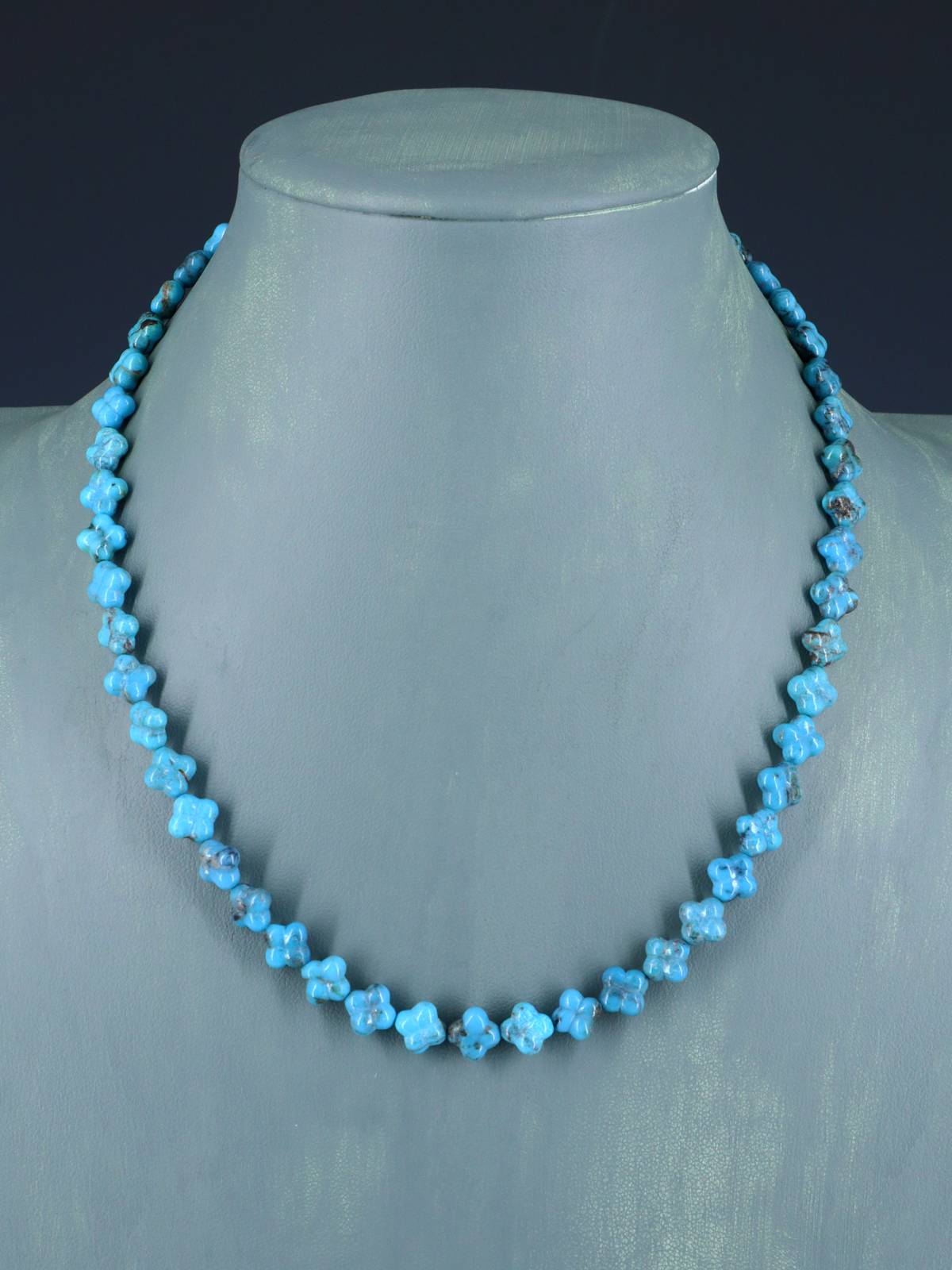 Navajo 18" Single Strand Turquoise Cushion Bead Necklace - PuebloDirect.com