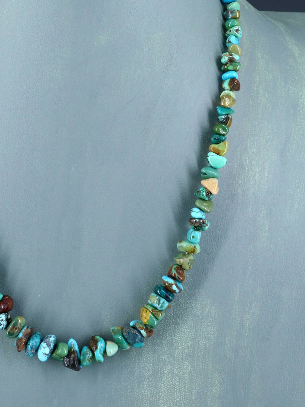 Navajo 20" Single Strand Emerald Valley Turquoise Necklace - PuebloDirect.com