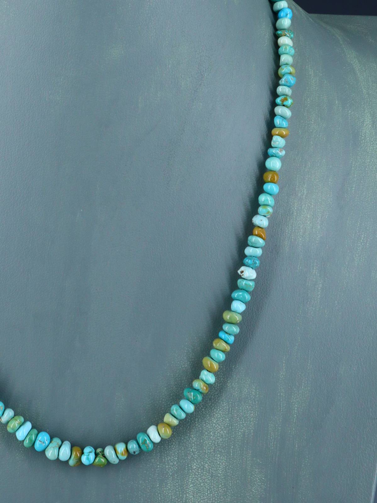 20" Single Strand Polychrome Lone Mountain Turquoise Necklace - PuebloDirect.com