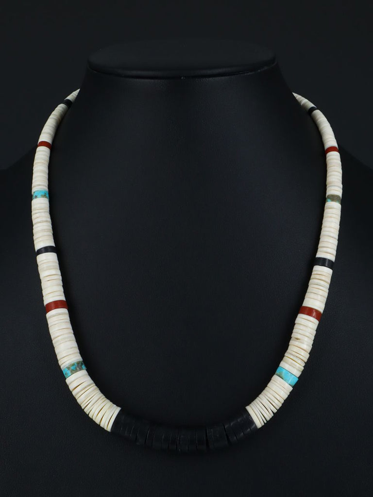 Santo Domingo Shell Jet and Turquoise Necklace - PuebloDirect.com