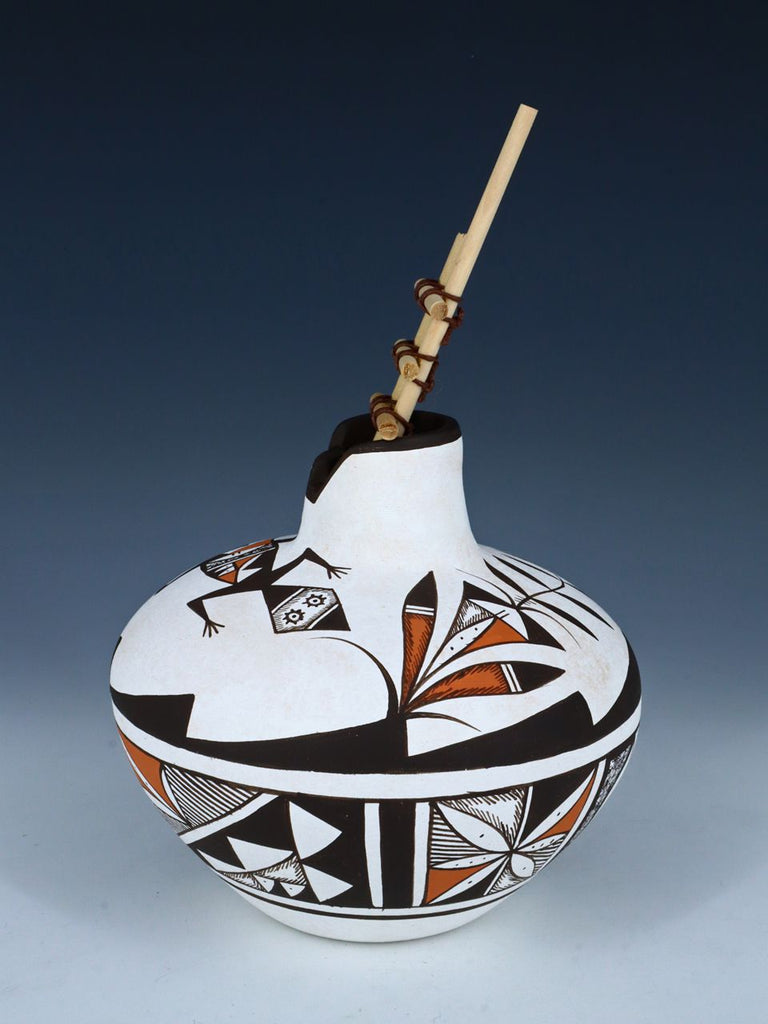 Acoma Style Painted Lizard Pottery with Ladder - PuebloDirect.com