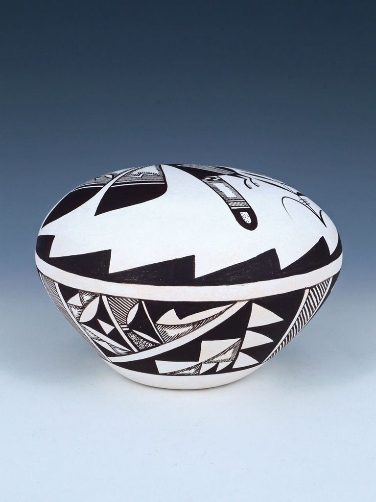 Acoma Style Pottery Painted "Winged Insect" Seed Pot - PuebloDirect.com