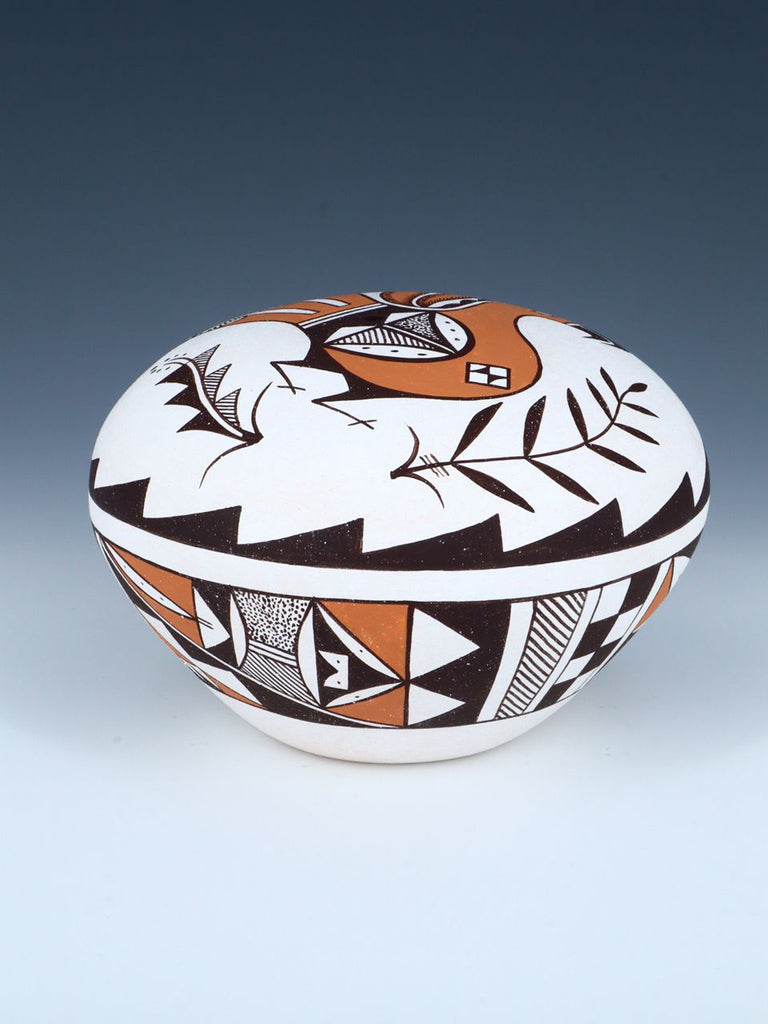 Acoma Style Pottery Painted "Parrot" Seed Pot - PuebloDirect.com
