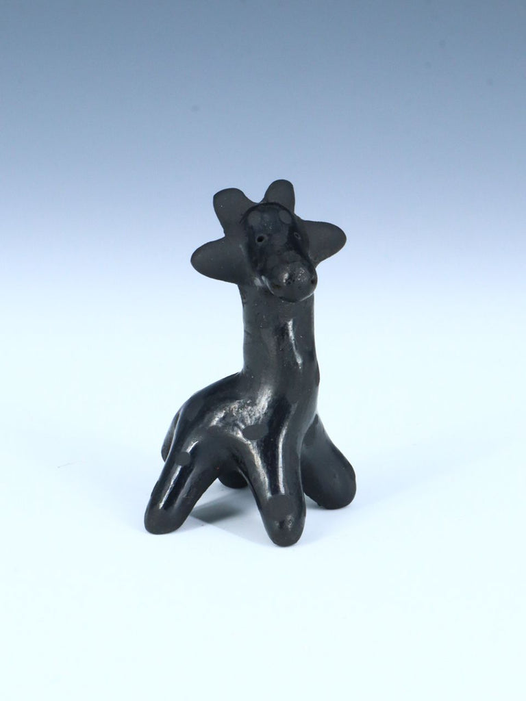 Santa Clara Pueblo Black Pottery Giraffe Figure - PuebloDirect.com