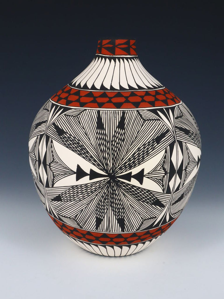 Acoma Pueblo Black and White Fine Line Pottery Vase - PuebloDirect.com