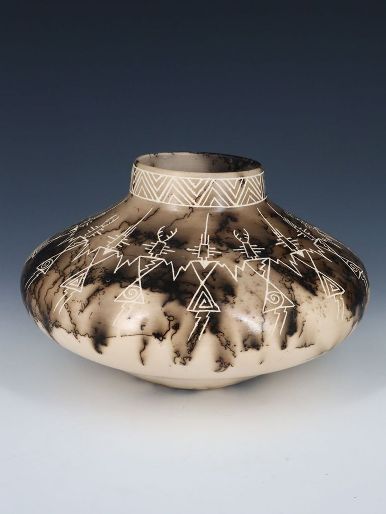 Acoma Etched Friendship Dancer Horsehair Pottery - PuebloDirect.com