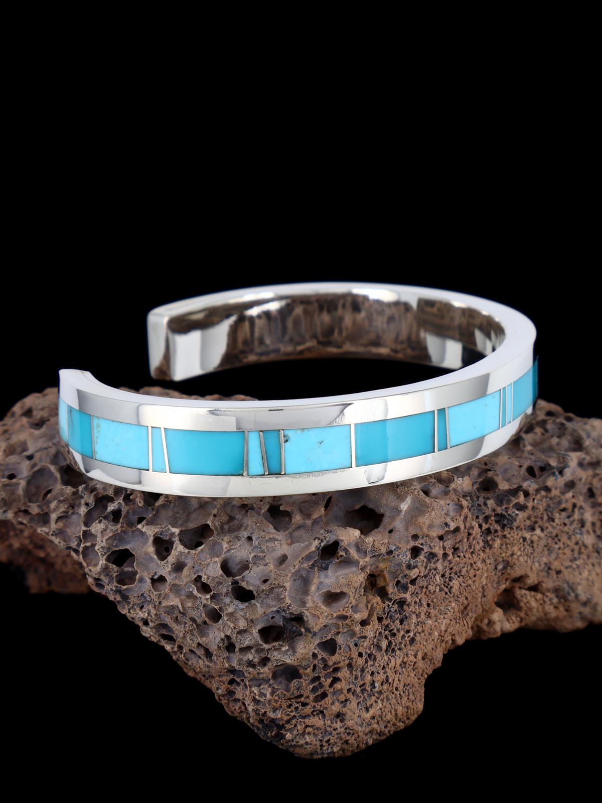 Native American Jewelry Turquoise Inlay Cuff Bracelet - PuebloDirect.com