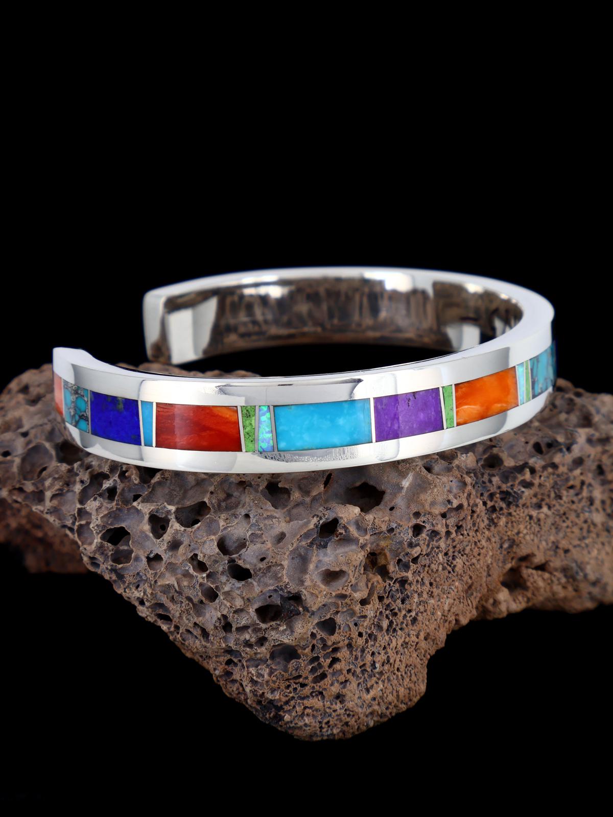 Native American Jewelry Multistone Inlay Cuff Bracelet - PuebloDirect.com