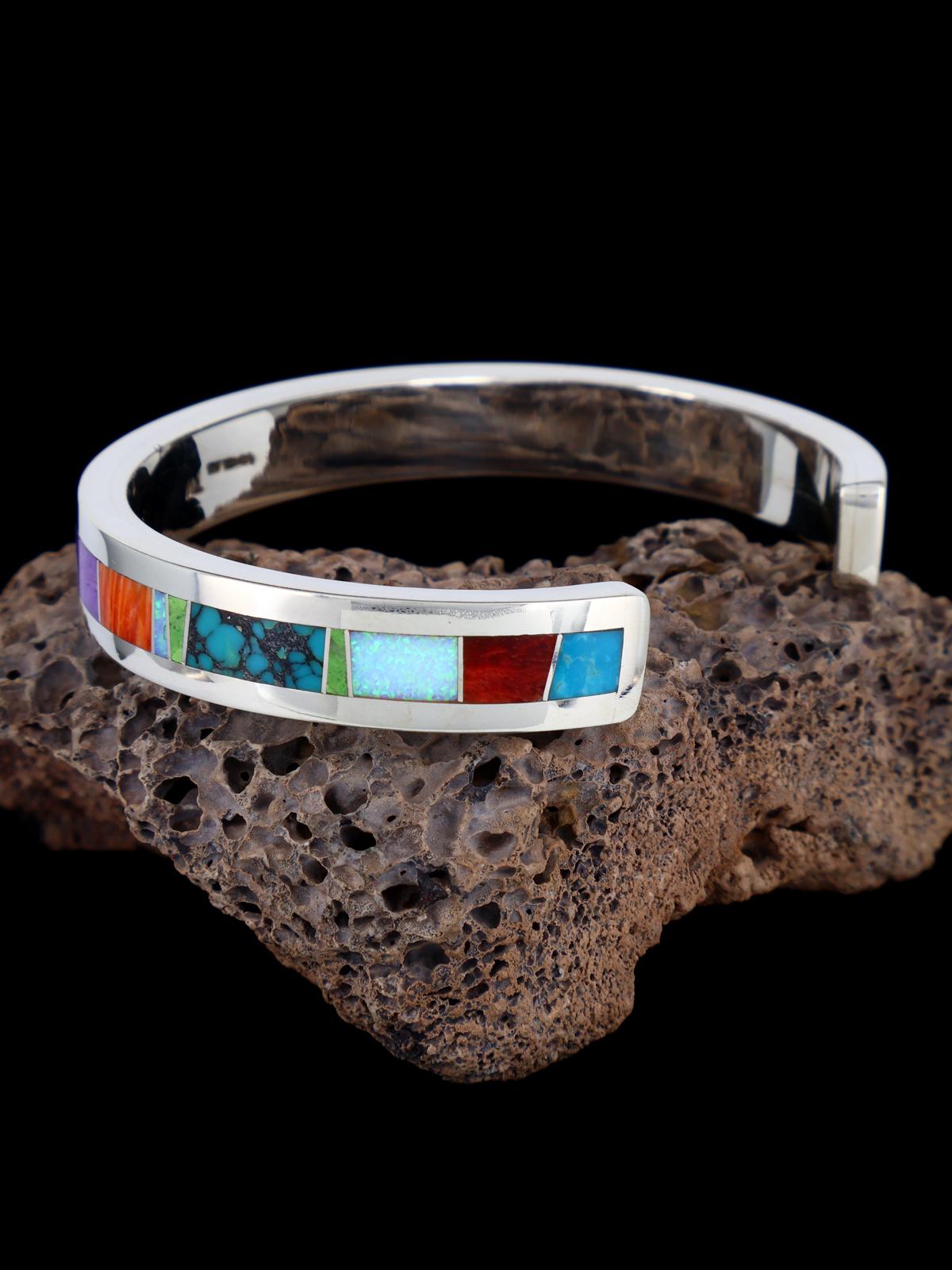 Native American Jewelry Multistone Inlay Cuff Bracelet - PuebloDirect.com