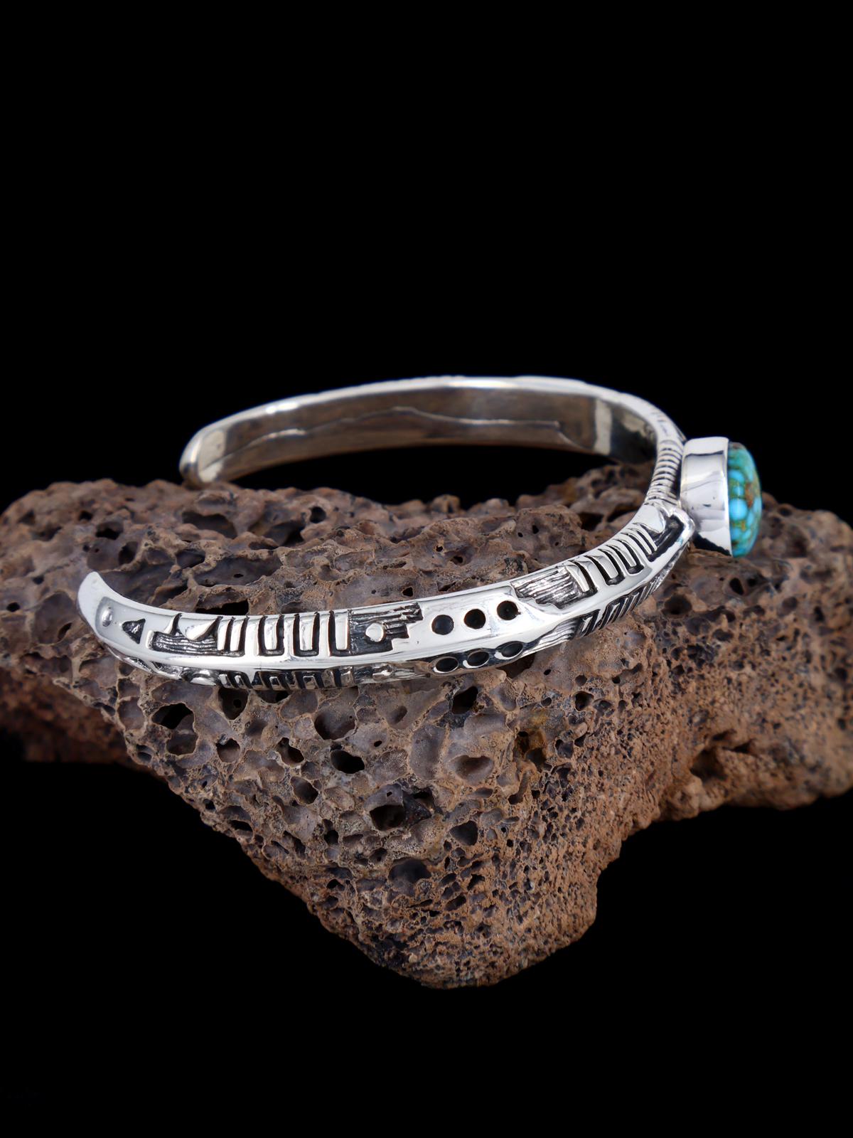 Bracelet de superposition de manchette turquoise Kingman amérindien