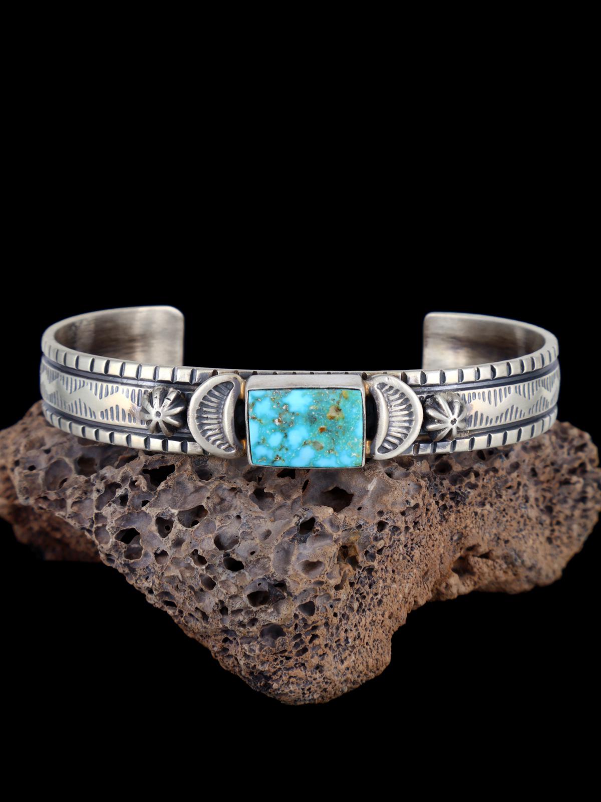 Native American Kingman Turquoise Stamped Cuff Bracelet