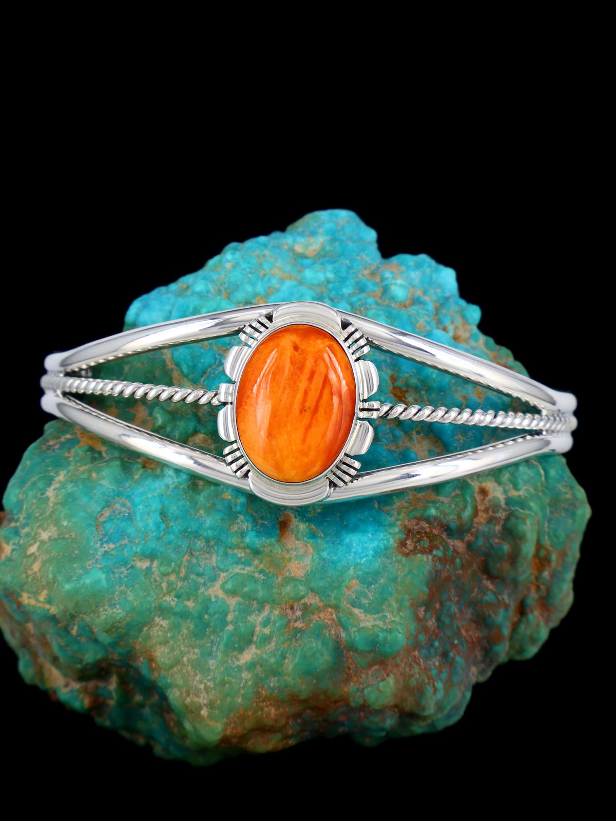 Native American Spiny Oyster Sterling Silver Cuff Bracelet - PuebloDirect.com