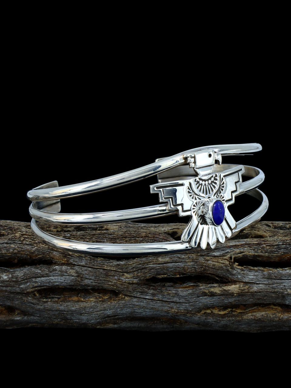 Native American Thunderbird Lapis Cuff Bracelet - PuebloDirect.com